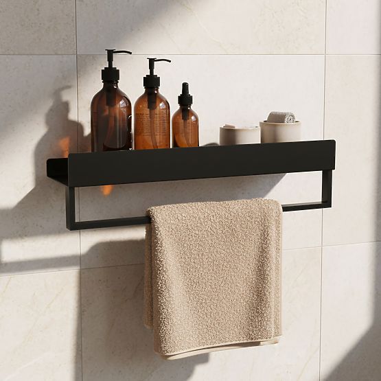 Badezimmerablage für die Badewanne SF01 60 cm schwarz matt