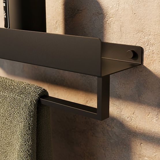 Badezimmerablage für die Badewanne SF01 60 cm schwarz matt