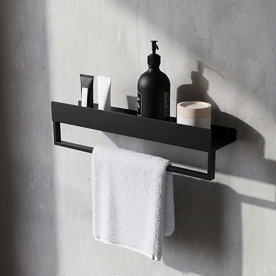 Badezimmerablage für die Badewanne SF01 60 cm schwarz matt