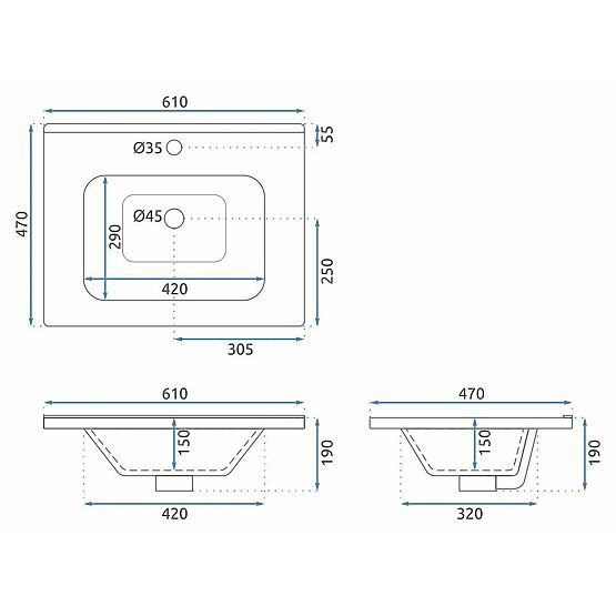 Badezimmermöbel-Set mit Waschbecken Astor 60 cm Weiß