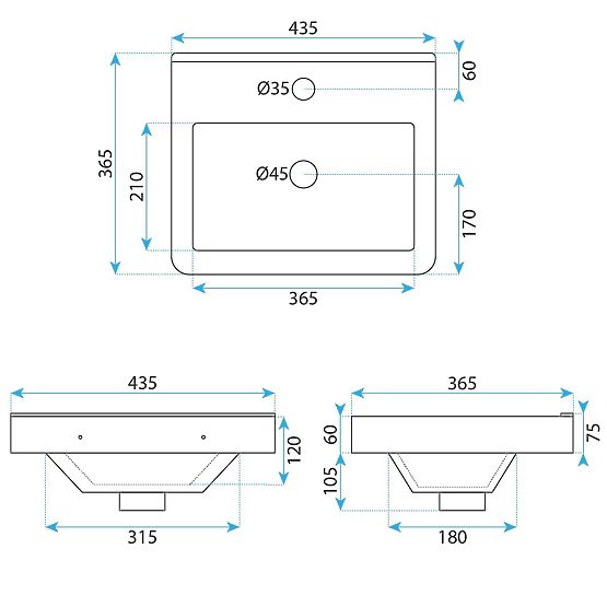 Badezimmermöbel-Set mit Waschbecken Molly 40 cm Grau