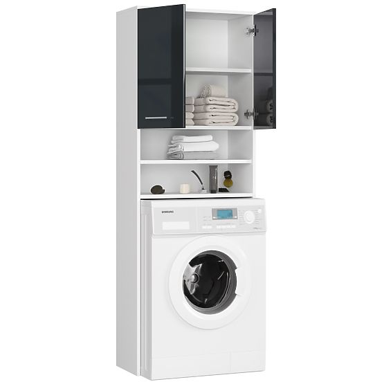 BADEZIMMERREGAL FIN ÜBER DER WASCHMASCHINE WEISS / GRAPHIT GLANZ