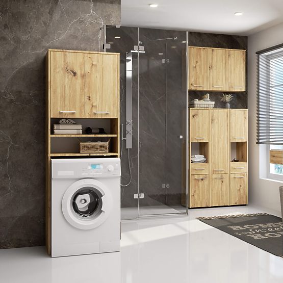 BADEZIMMERREGAL FIN ÜBER DIE WASCHMASCHINE EICHE ARTISAN