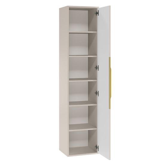 Badezimmerschrank Avila, geriffelt, goldener Griff, Kaschmir