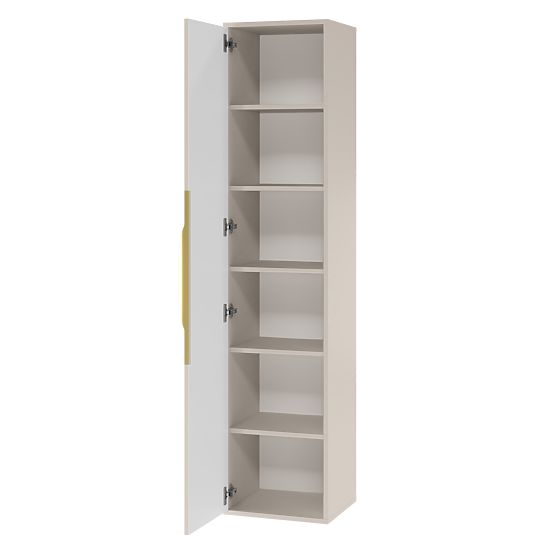 Badezimmerschrank Avila, geriffelt, goldener Griff, Kaschmir