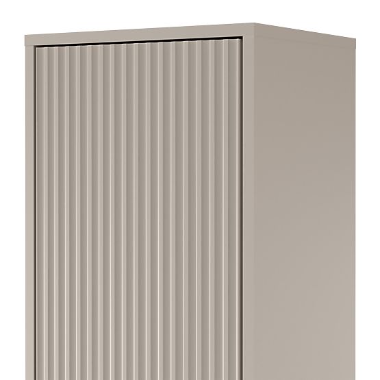 Badezimmerschrank Avila, geriffelt, goldener Griff, Kaschmir