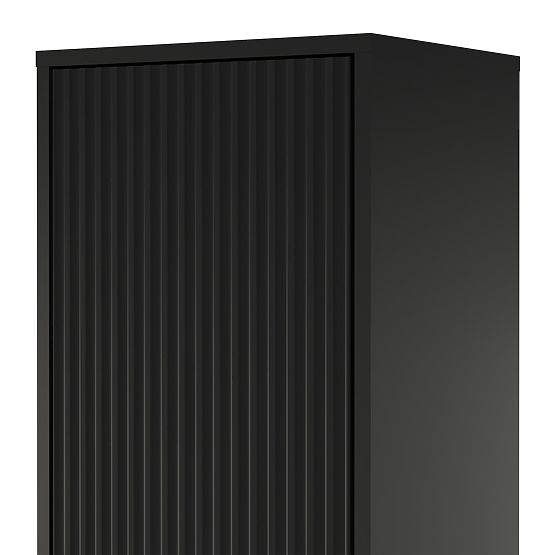 Badezimmerschrank Avila, geriffelt, goldener Griff, schwarz