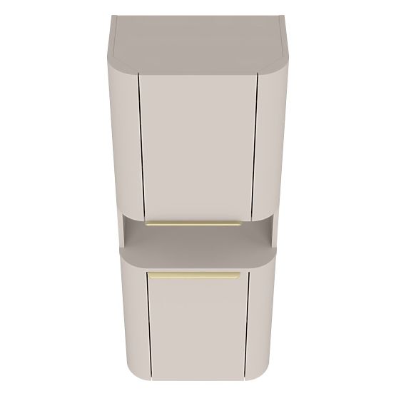 Badezimmerschrank, Bassa-Säule in Kaschmir, goldene Griffe, abgerundet