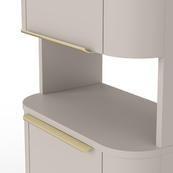 Badezimmerschrank, Bassa-Säule in Kaschmir, goldene Griffe, abgerundet