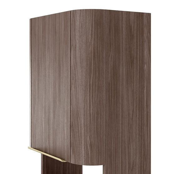 Badezimmerschrank, Bassa Säule Walnuss Lincoln, goldene Griffe, abgerundet