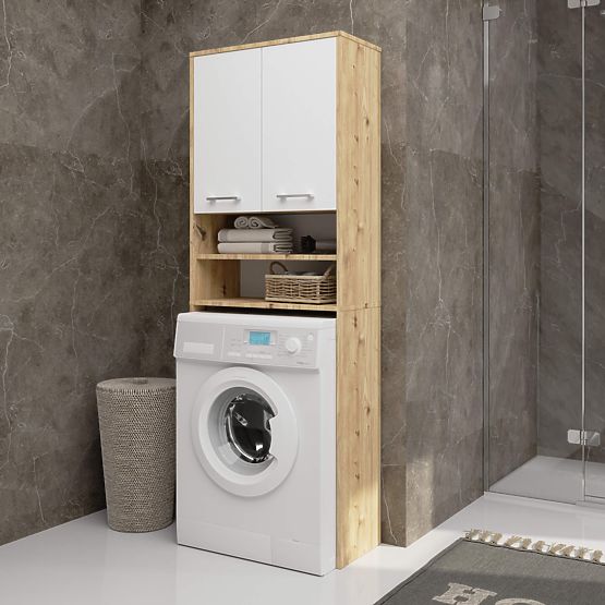 BADEZIMMERSCHRANK FIN SÄULE 2D WASCHMASCHINE ARTISAN - WEISS