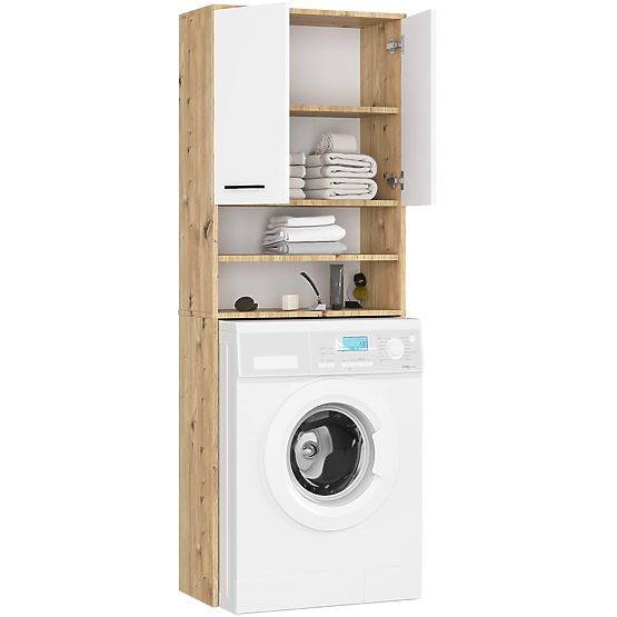 BADEZIMMERSCHRANK FIN SÄULE 2D WASCHMASCHINE ARTISAN - WEISS