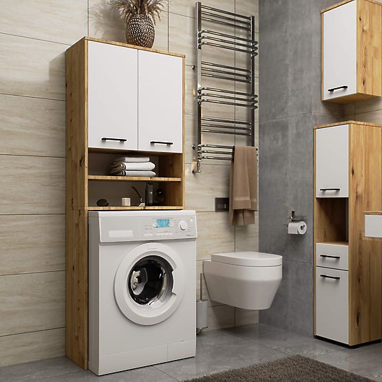 BADEZIMMERSCHRANK FIN SÄULE 2D WASCHMASCHINE ARTISAN - WEISS