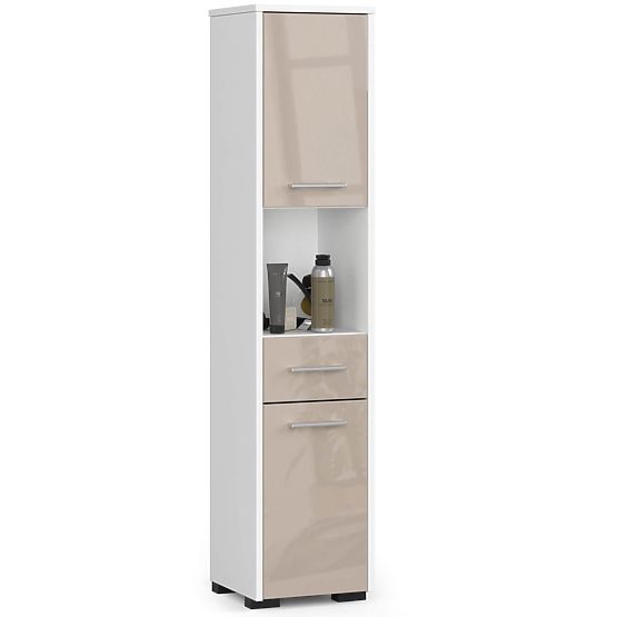 BADEZIMMERSCHRANK FIN SÄULE 30 2D 1SZ 1W 140cm PK CAPPUCCINO GLANZ