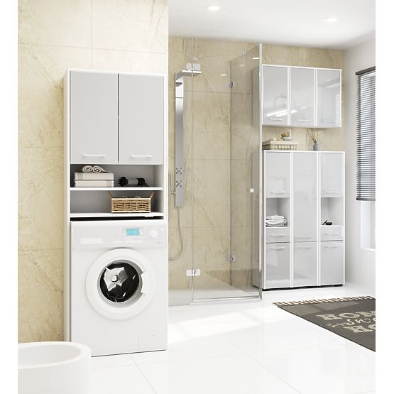 BADEZIMMERSCHRANK FIN SÄULE 30 2D 1SZ 85cm METALLISCHER GLANZ