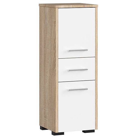 BADEZIMMERSCHRANK FIN SÄULE 30 2D 1SZ 85cm PK EICHE SONOMA / WEISS
