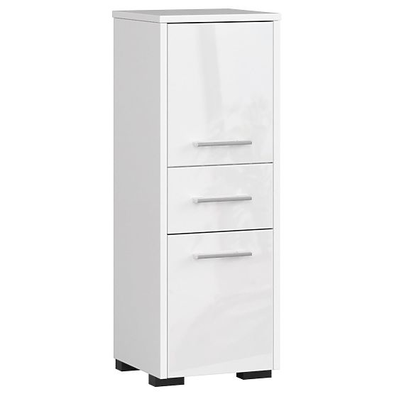 BADEZIMMERSCHRANK FIN SÄULE 30 2D 1SZ 85cm PK WEISS GLANZ