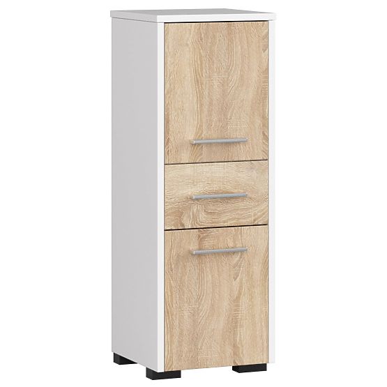 BADEZIMMERSCHRANK FIN SÄULE 30 2D 1SZ 85cm PK WEISS / SONOMA
