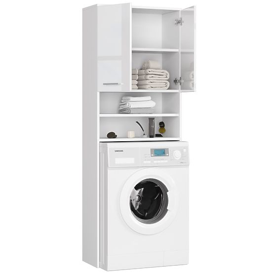 BADEZIMMERSCHRANK FIN ÜBER DER WASCHMASCHINE WEISS GLANZ