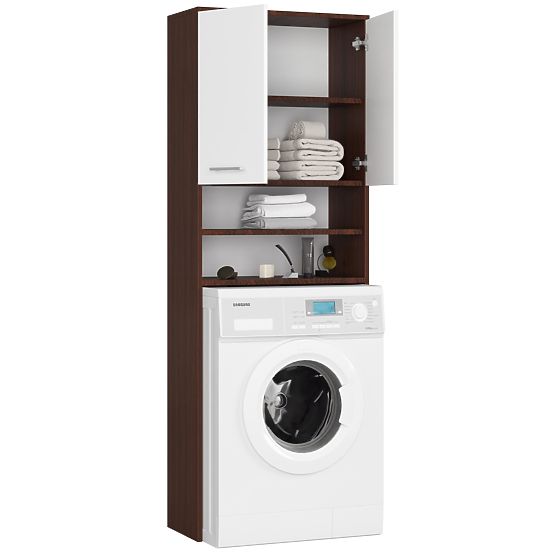 BADEZIMMERSCHRANK FIN ÜBER DER WASCHMASCHINE WENGE / WEISS