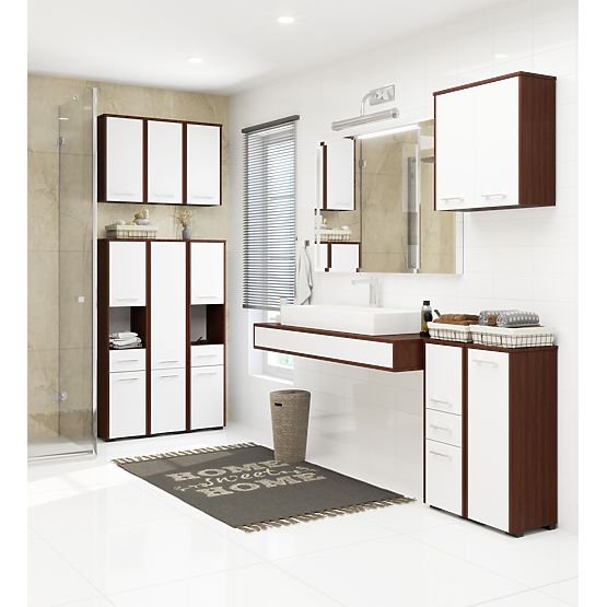 BADEZIMMERSCHRANK FIN ÜBER DER WASCHMASCHINE WENGE / WEISS