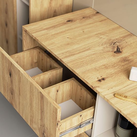 BADEZIMMERSCHRANK FÜR WASCHBECKEN VAMI W90 2SZ 2P PK EICHE ARTISAN / KASCHMIR