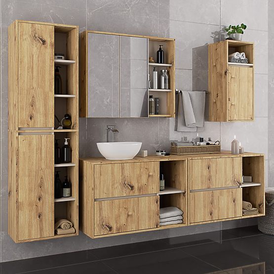 BADEZIMMERSCHRANK FÜR WASCHBECKEN VAMI W90 2SZ 2P PK EICHE ARTISAN / KASCHMIR