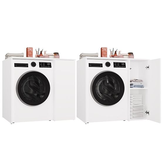 Badezimmerschrank für Waschmaschine mit Türen POLA NP 1D WEISS 2 Regale