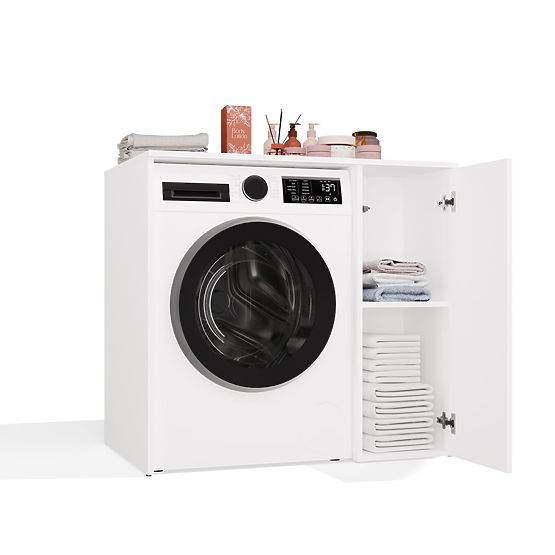 Badezimmerschrank für Waschmaschine mit Türen POLA NP 1D WEISS 2 Regale