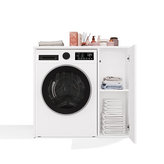 Badezimmerschrank für Waschmaschine mit Türen POLA NP 1D WEISS 2 Regale