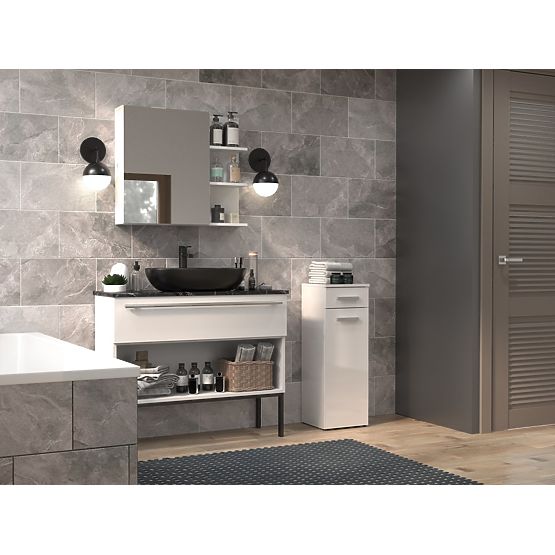 Badezimmerschrank Nel V DS WEIß GLANZ