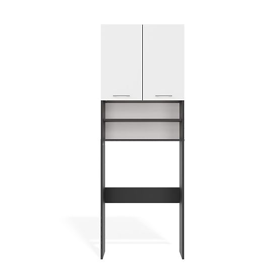 Badezimmerschrank über der Waschmaschine POLA DK ANTHRAZIT WEISS Regal Säule 180X64X30