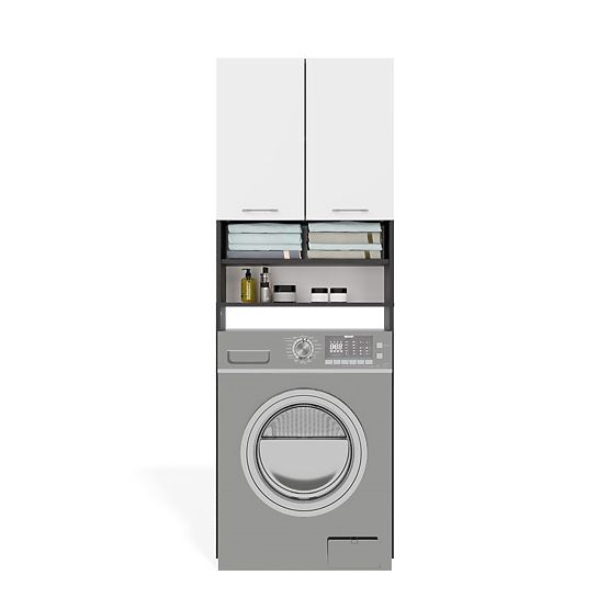 Badezimmerschrank über der Waschmaschine POLA DK ANTHRAZIT WEISS Regal Säule 180X64X30