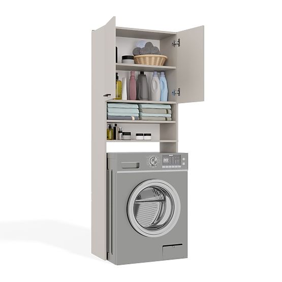 Badezimmerschrank über der Waschmaschine POLA DK KASCHMIR BEIGE Regal Säule 180X64X30
