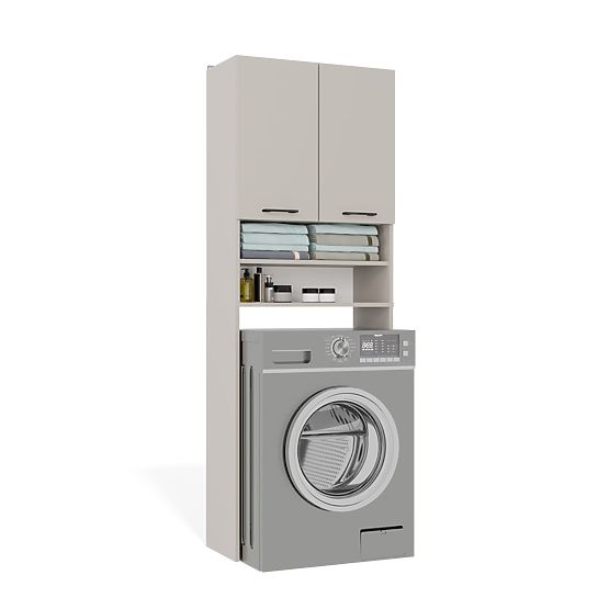 Badezimmerschrank über der Waschmaschine POLA DK KASCHMIR BEIGE Regal Säule 180X64X30