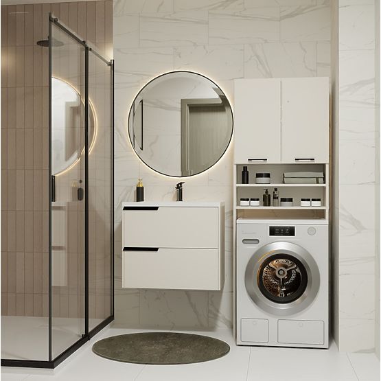 Badezimmerschrank über der Waschmaschine POLA DK KASCHMIR BEIGE Regal Säule 180X64X30