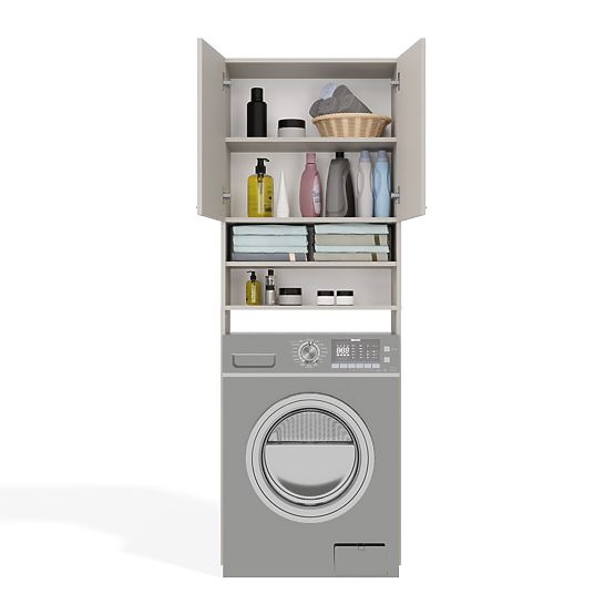 Badezimmerschrank über der Waschmaschine POLA DK KASCHMIR BEIGE Regal Säule 180X64X30