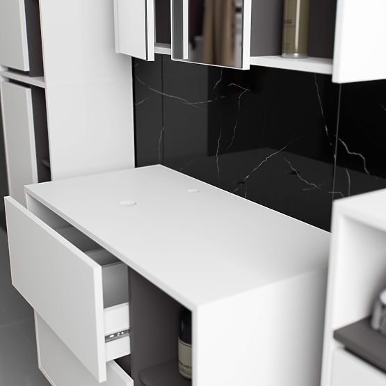 BADEZIMMERSCHRANK UNTER DEM WASCHBECKEN MIT LÖCHERN VAMI W90 UM 2SZ 2P WEISS / GRAPHITGRAU