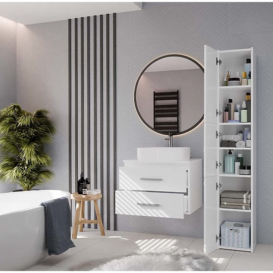 BADEZIMMERSCHRANK UNTER DEM WASCHBECKEN NEL 60 MIT 2 SCHUBLADEN WEISS