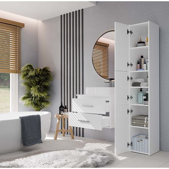 BADEZIMMERSCHRANK UNTER DEM WASCHBECKEN NEL 60 MIT 2 SCHUBLADEN WEISS