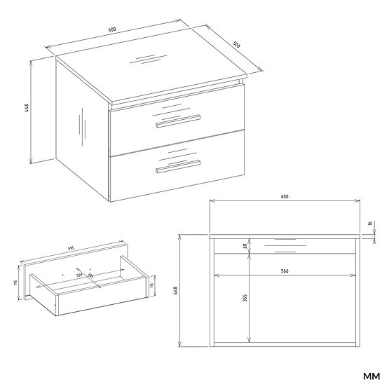 BADEZIMMERSCHRANK UNTER DEM WASCHBECKEN NEL 60 MIT 2 SCHUBLADEN WEISS