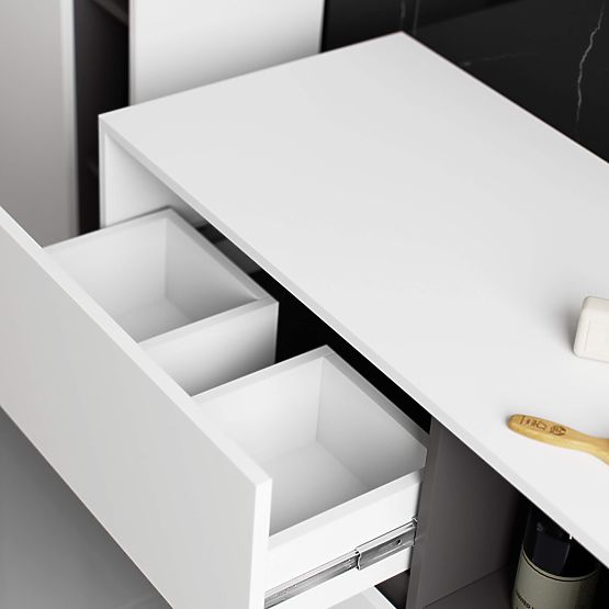 BADEZIMMERSCHRANK UNTER DEM WASCHBECKEN VAMI W90 2SZ 2P PK WEISS / GRAPHITGRAU