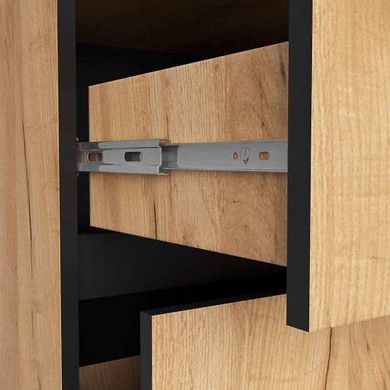 BADEZIMMERSCHRANK UNTER WASCHBECKEN VAMI W90 2SZ 2P PK EICHE CRAFT / SCHWARZ