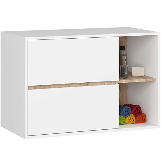 BADEZIMMERSCHRANK UNTER WASCHBECKEN VAMI W90 2SZ 2P PK WEISS / EICHE SONOMA