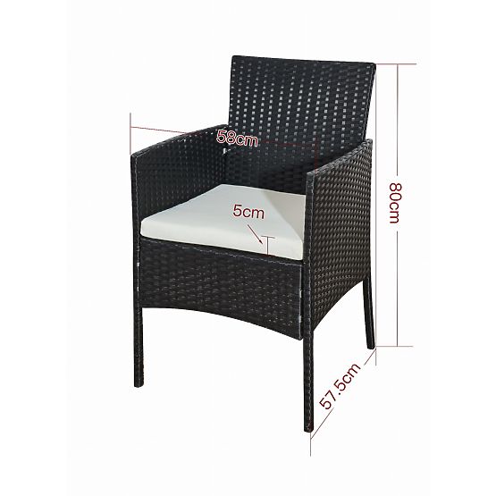 Balkon-Set aus Technorattan (Sofa + 2 x Sessel + Tisch) COMODO schwarz