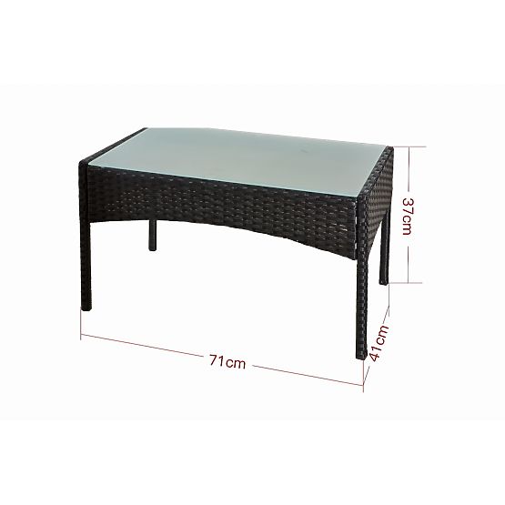 Balkon-Set aus Technorattan (Sofa + 2 x Sessel + Tisch) COMODO schwarz