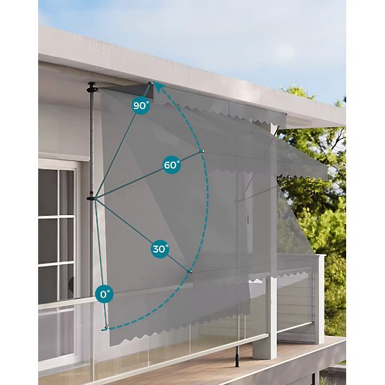 Balkon-Sonnenmarkise mit verstellbarer Höhe, wasserabweisend mit Handkurbel