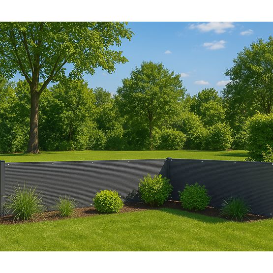Balkonblende mit Beschlägen 100x500 cm Sichtschutznetz + Installationszubehör grau MultiGarden