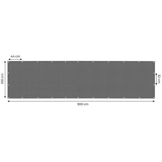 Balkonblende mit Beschlägen 100x500 cm Sichtschutznetz + Installationszubehör grau MultiGarden