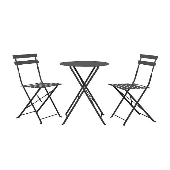 Balkonmöbel-Set (2 x Klappstuhl + Tisch) SEMPLICI Stahl Schwarz